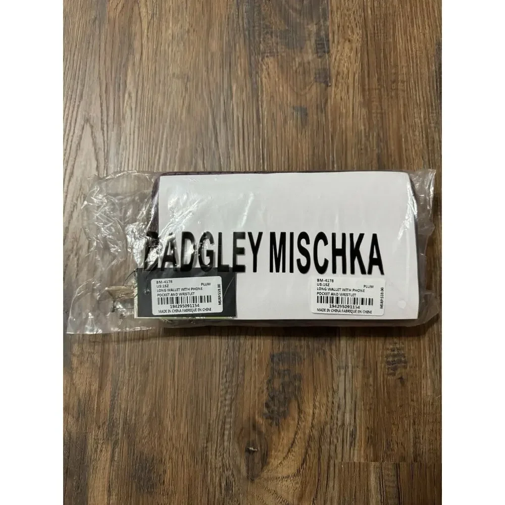 Badgley Mischka Plum Long Wallet with Wristlet